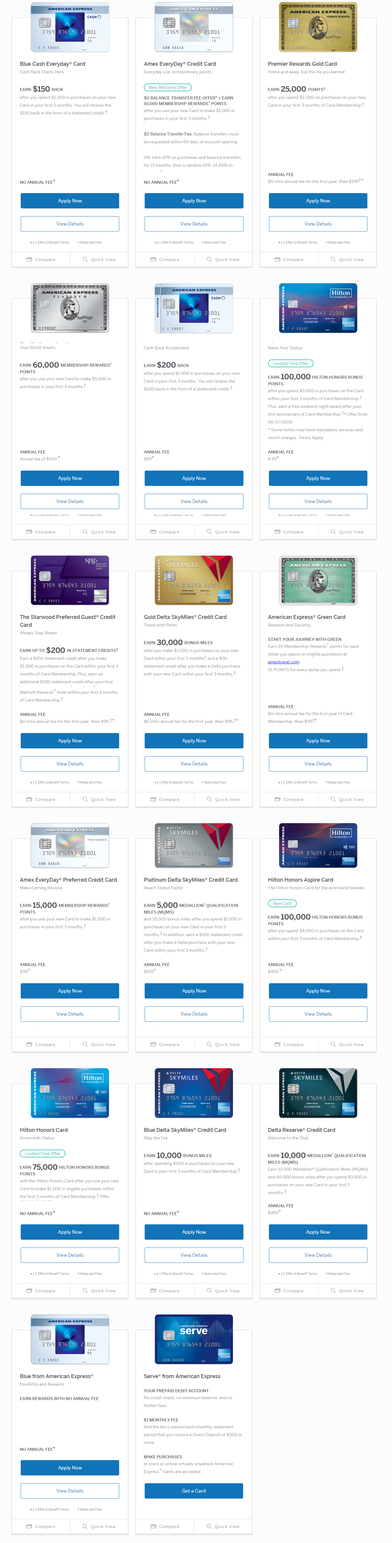 Credit Cards View All Credit Card Offers Today American Express