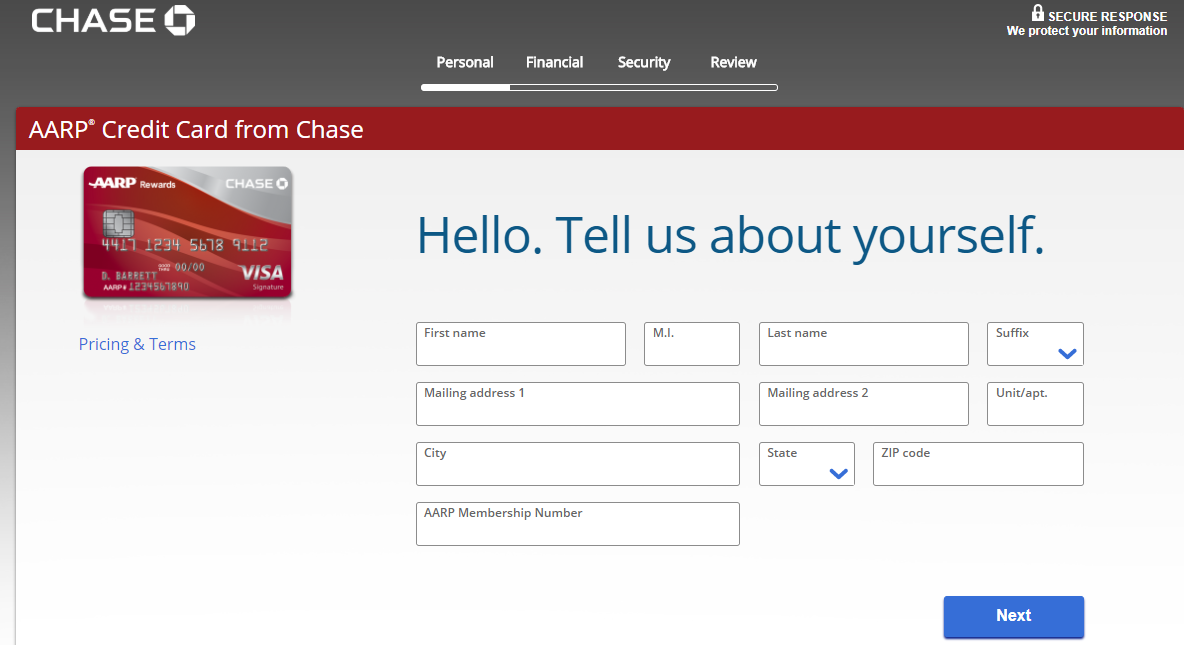 Chase Credit Card Application