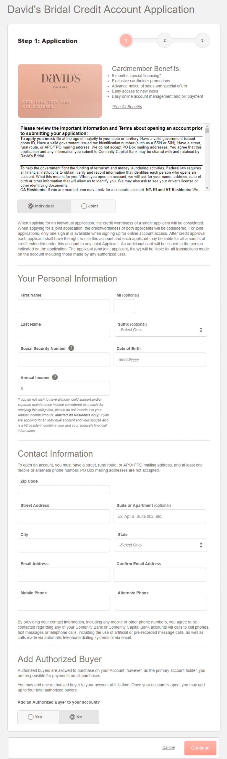 Www davidsbridal David s Bridal Credit Account Application 