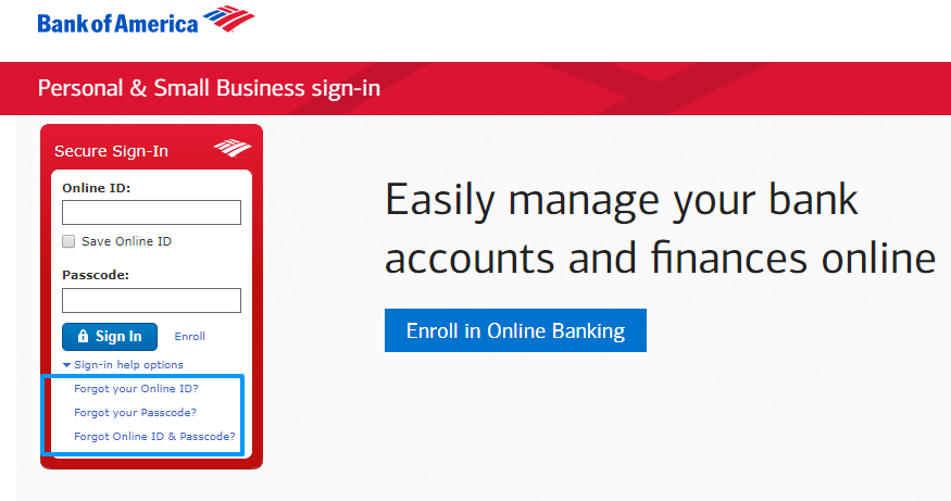 Sign in to Bank of America Online
