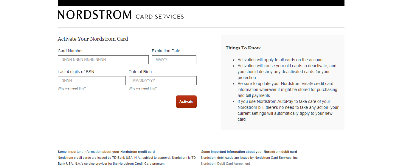 Activate My Nordstrom Card guide