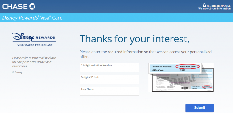 Disney Rewards Visa Card Invitation