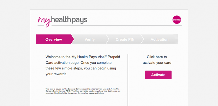 Www myhealthpaysrewards activate My Health Pays Visa Prepaid Card 