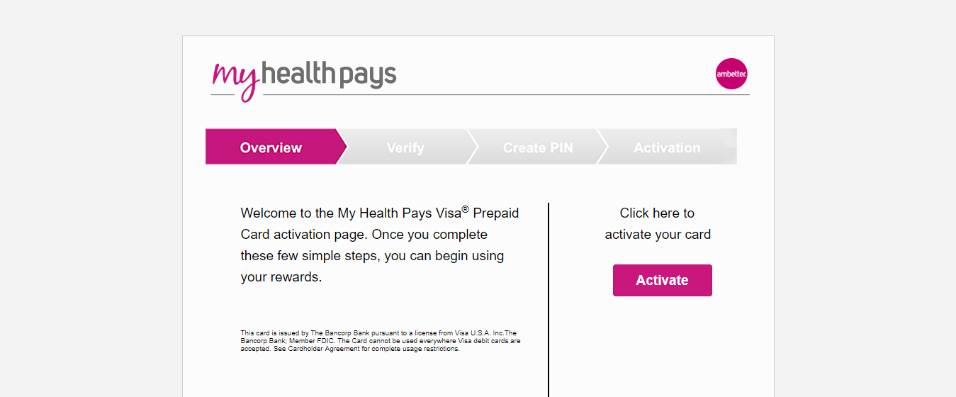 Www myhealthpaysrewards activate My Health Pays Visa Prepaid Card 