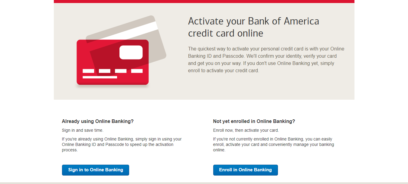 Bank of America Card Activation Welcome to Card Activation