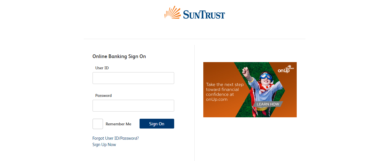 suntrust online banking login in page