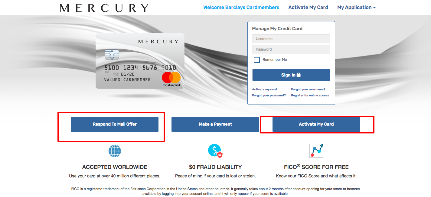 Mercury Card Activation