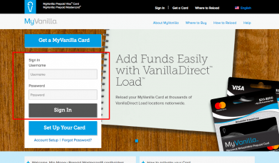 MyVanilla Reloadable Prepaid Card