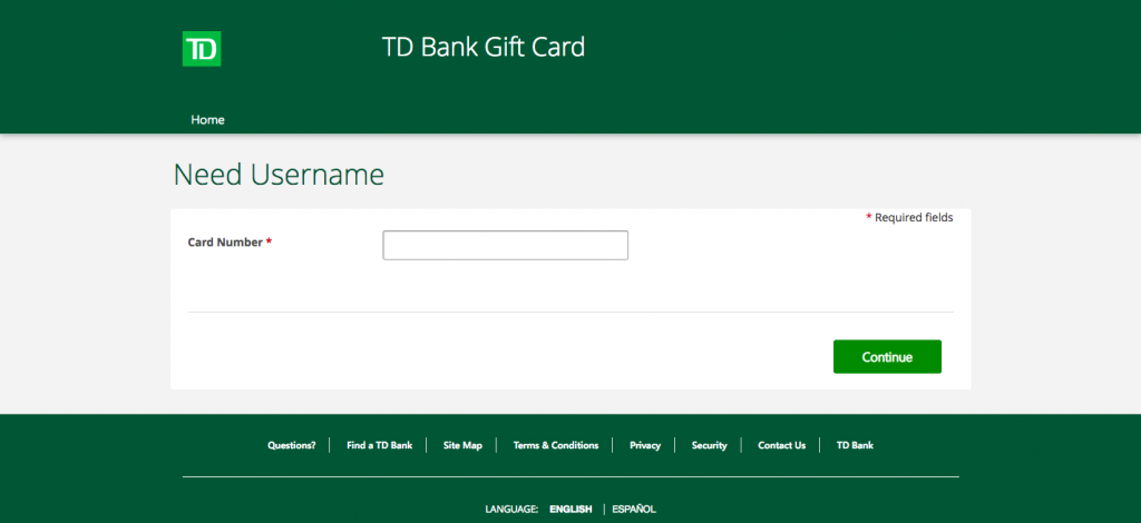 Access TD Bank Visa Gift