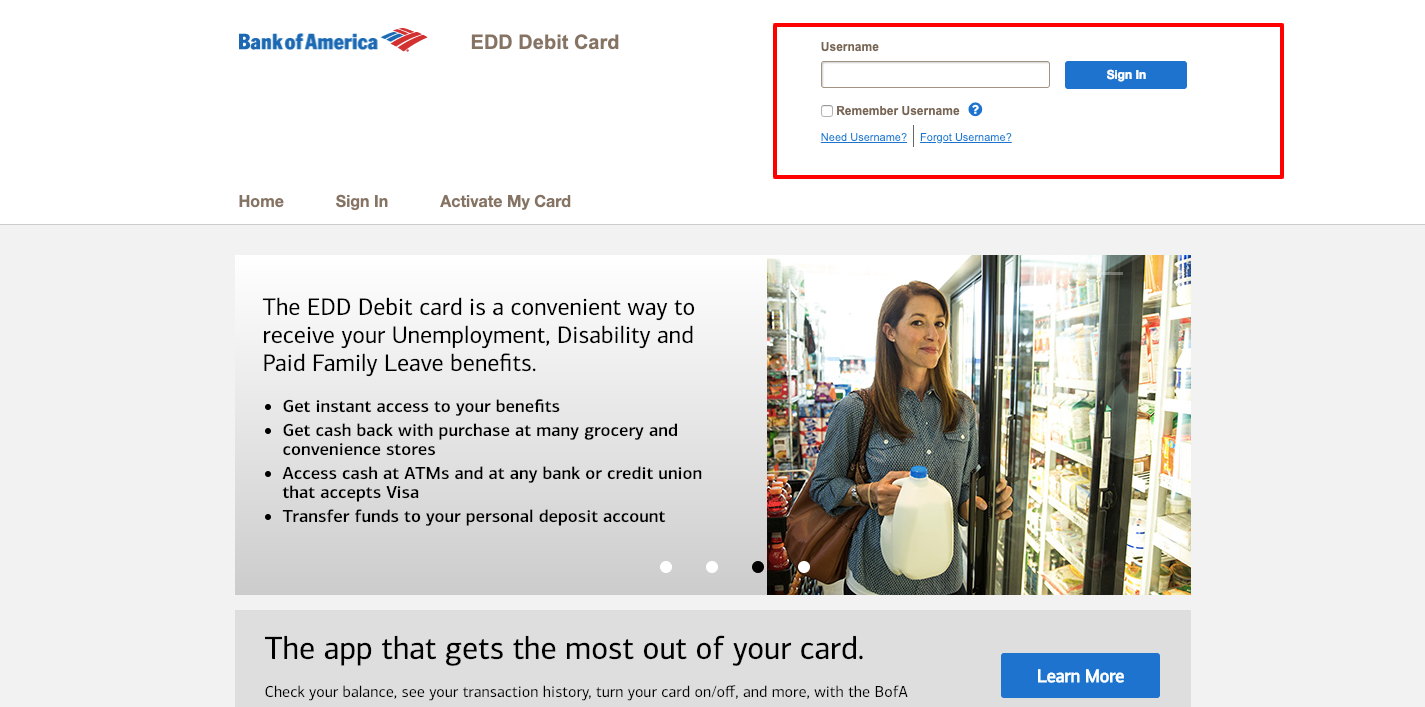 Prepaid Bankofamerica Com Eddcard Bank Of America Edd Debit Card Login Credit Cards Login