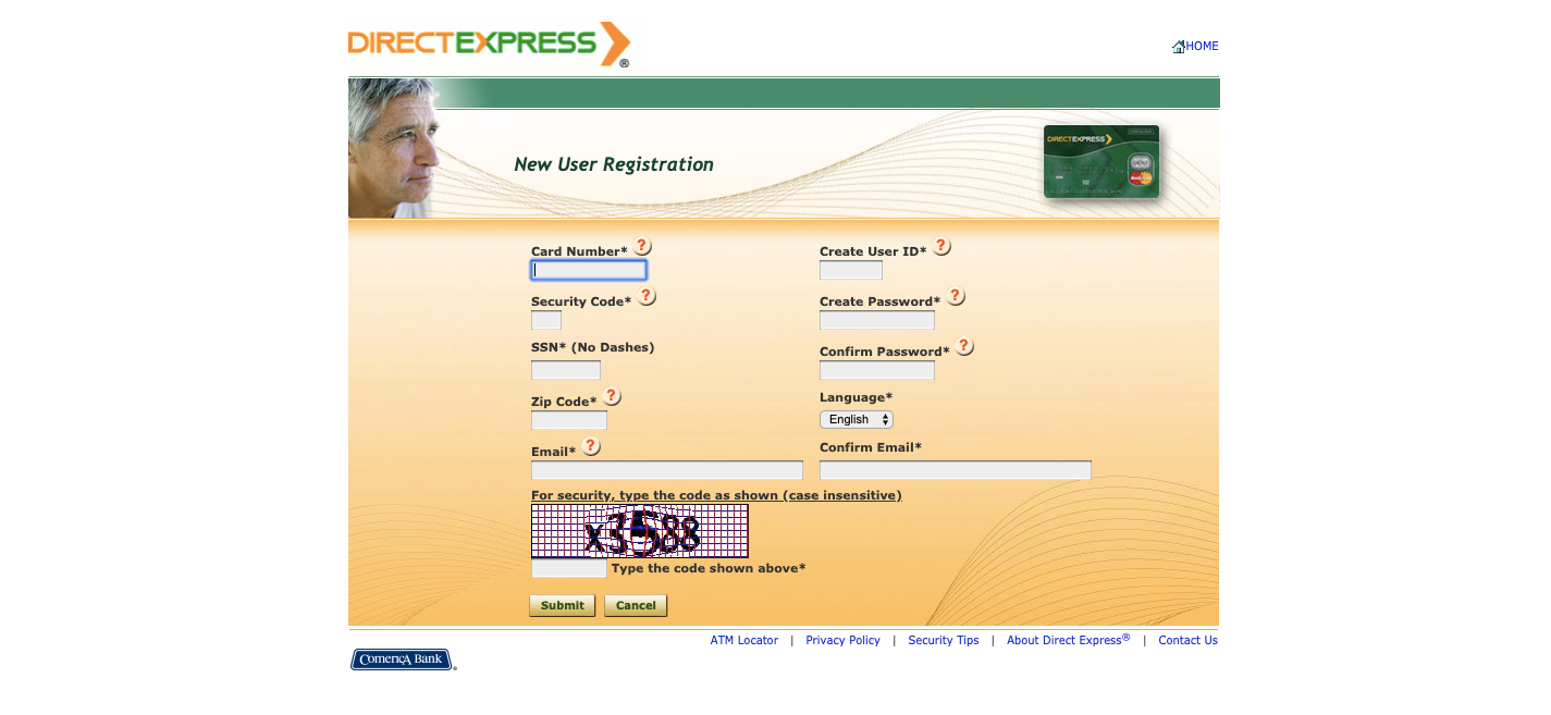 Direct Express card registration