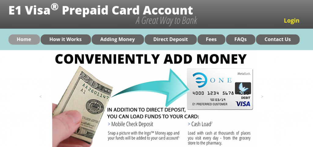 E1 Visa Prepaid Card Login