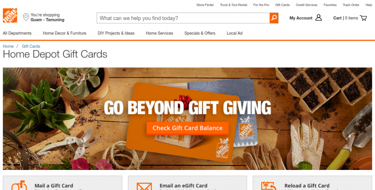 Home Depot Gift Card Balance Check Online