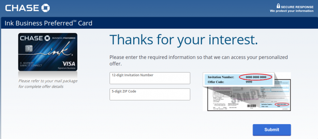 Www getinkpreferred Get Chase Ink Prefered Credit Card Invitation 
