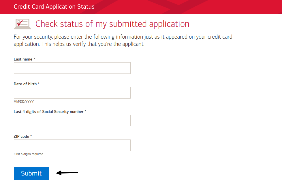 Check Status of Credit Card Application from Bank of America