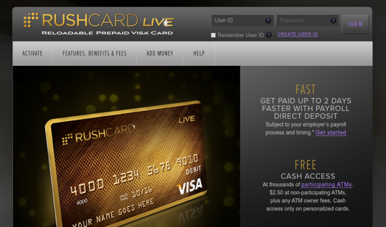 RushCard Prepaid Card Account Login Process