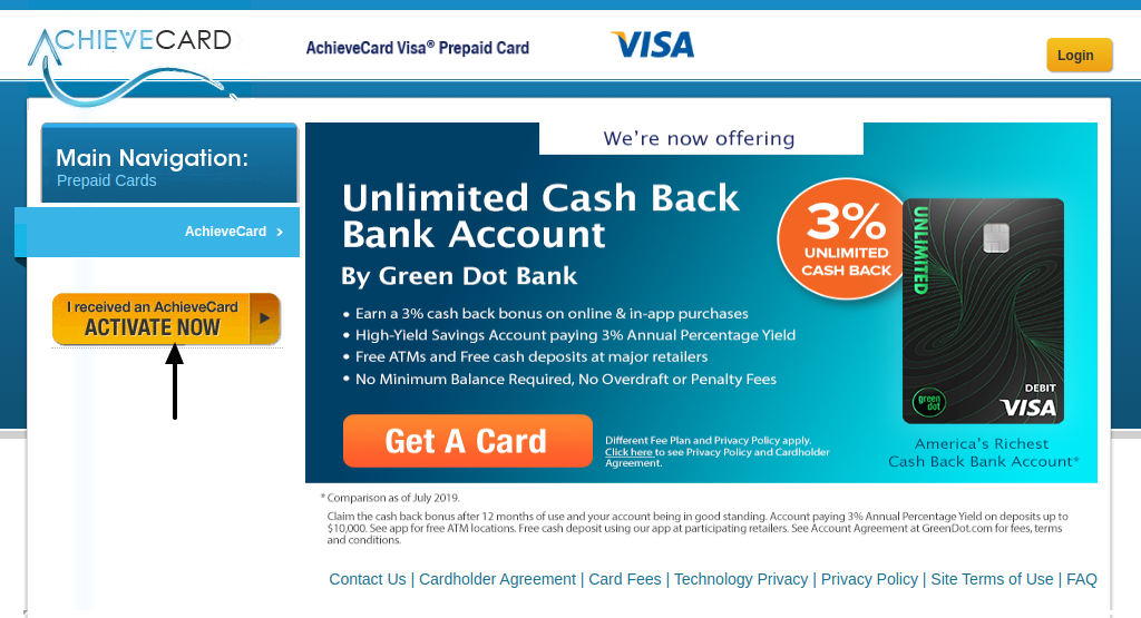 Www Achievecard Com Login Into Your Achievecard Visa Prepaid Card Account Credit Cards Login