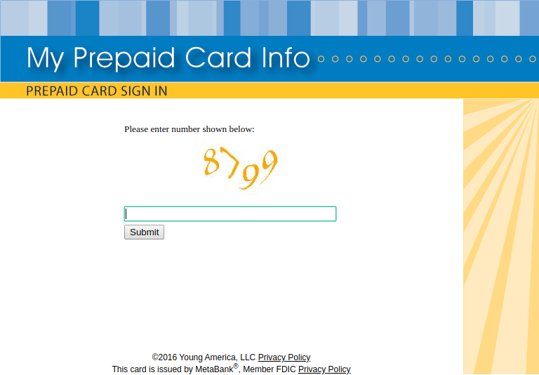 My Prepaid Card - Sign In