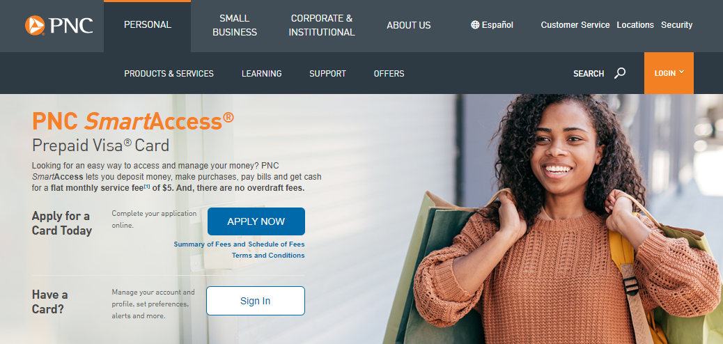 PNC SmartAccess Prepaid Visa Card Logo