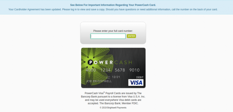 Login To Your Powercash Visa Account
