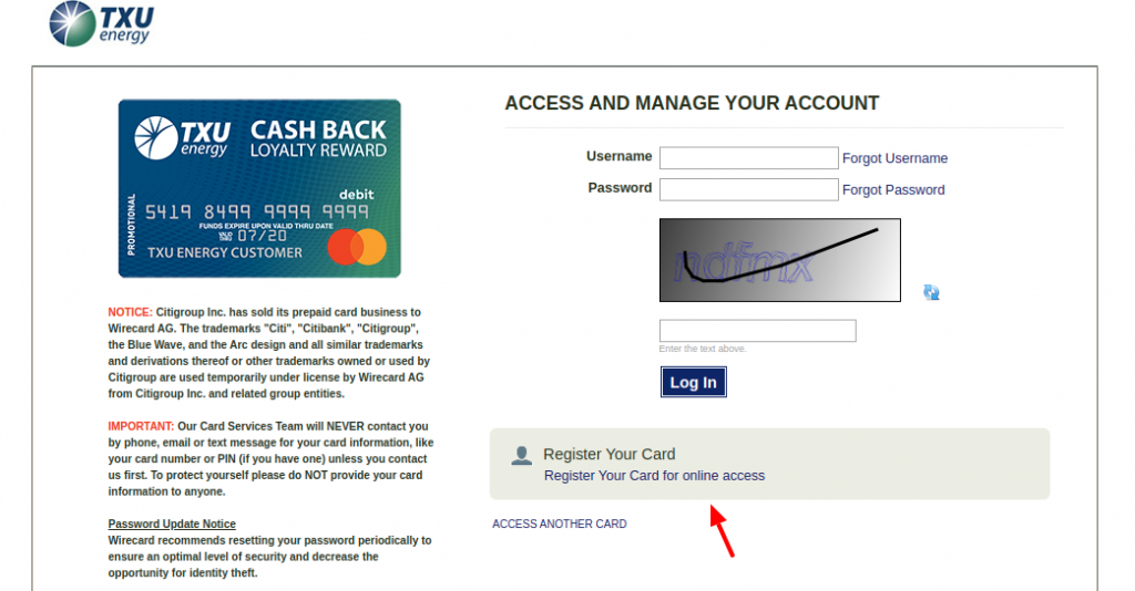 Access To TXU Cash Back Rewards Card