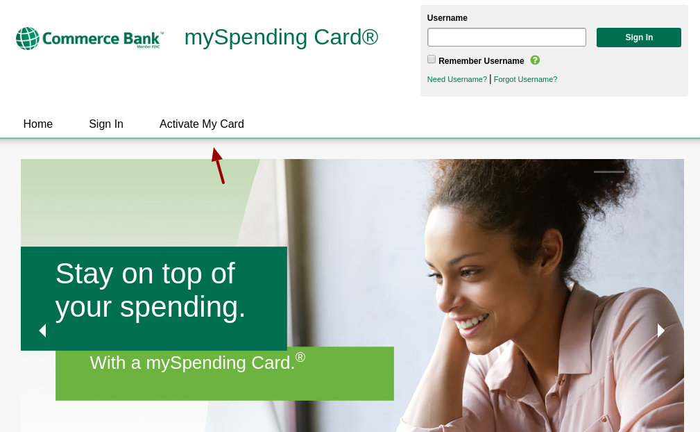 mySpending Activate a Card