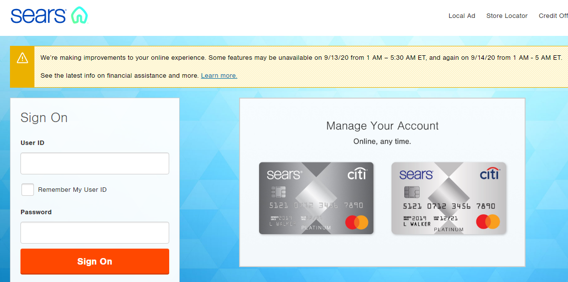 Pay searscard Login To Sears Credit Card Account Credit Cards Login