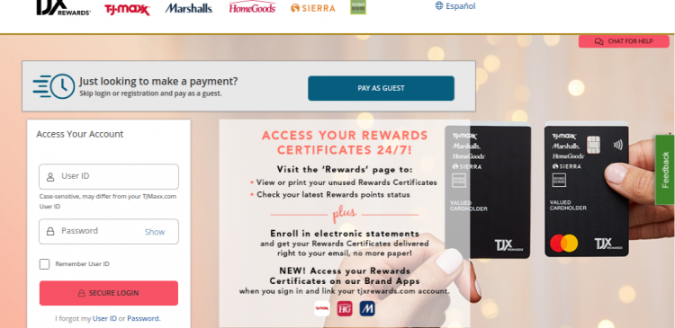 TJ MAXX Credit Card Login