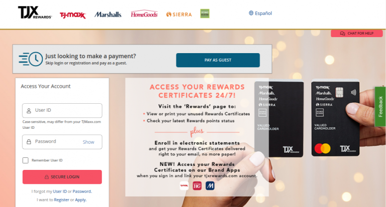 TJ Maxx Credit Card Login at tjxrewards.com