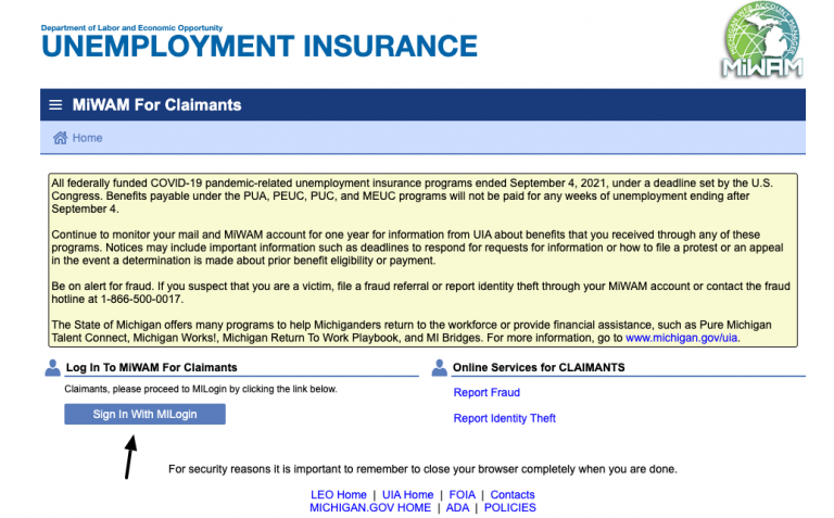 MIWAM Login Guide at www.michigan.gov