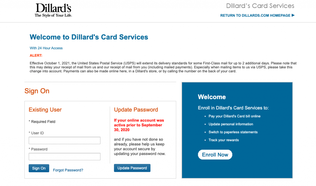dillards credit card login tips
