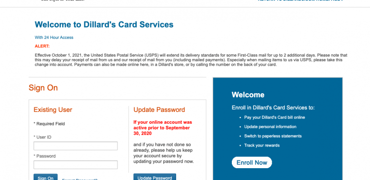 dillards credit card login tips