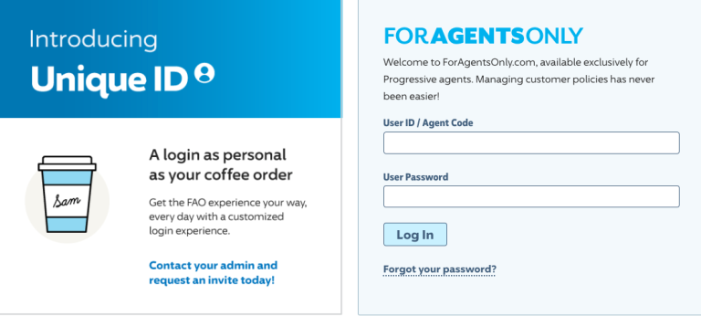 Progressive Agent Login at www.foragentsonly.com