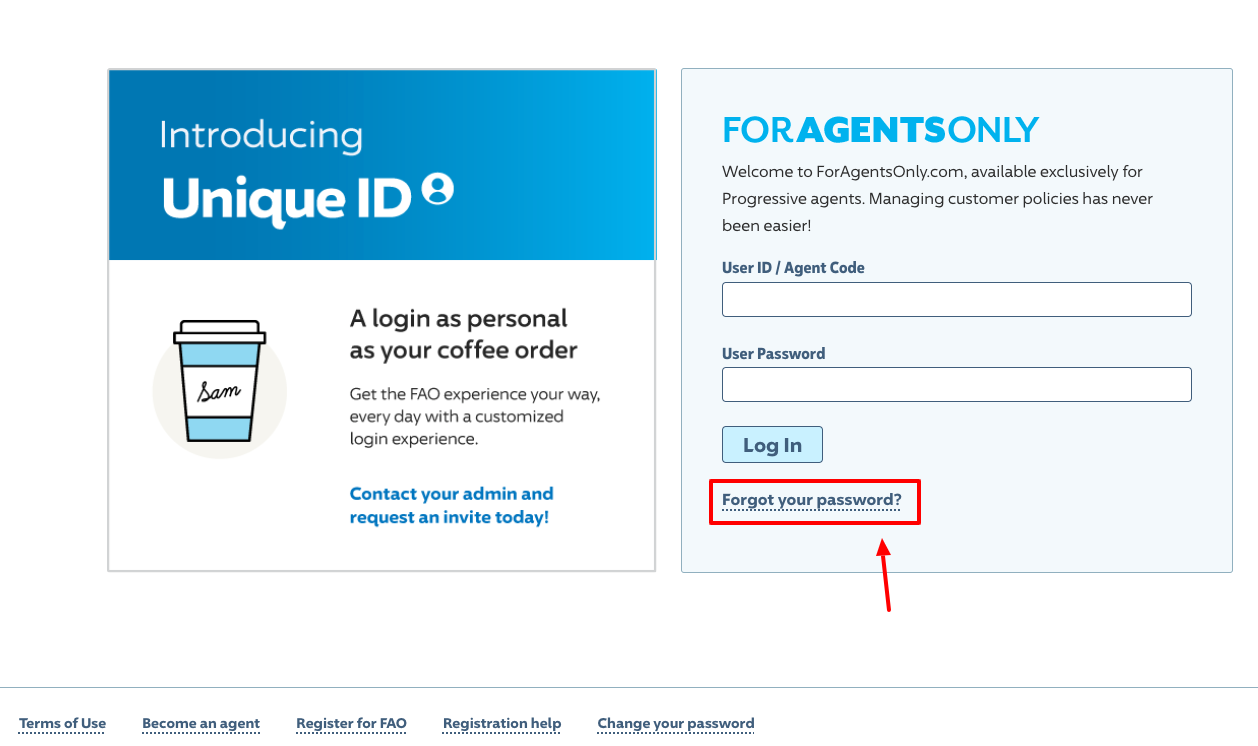 foragentsonly- Progressive Agent Login password