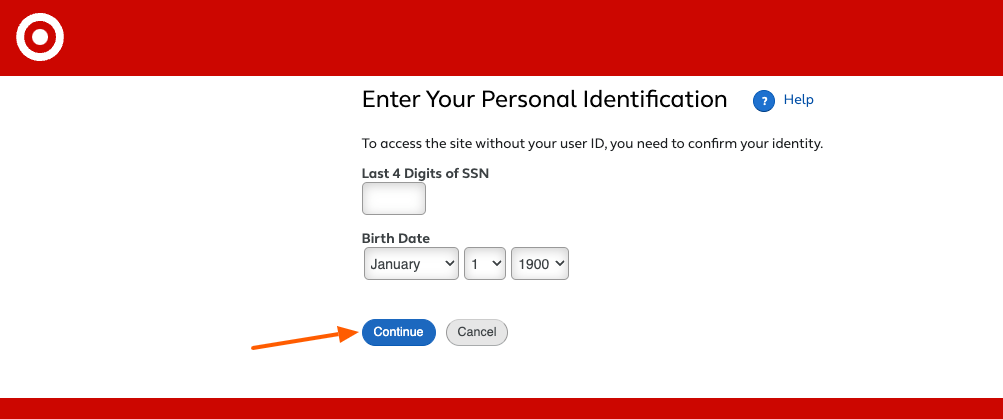 target pay and benefits forgot userid and password page