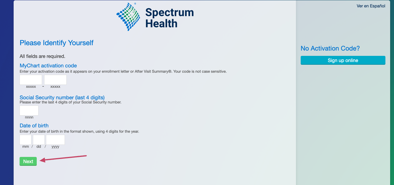 Spectrum Patient Portal sign up