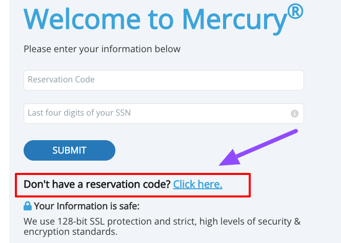 Activate Mercury Credit card Reservation