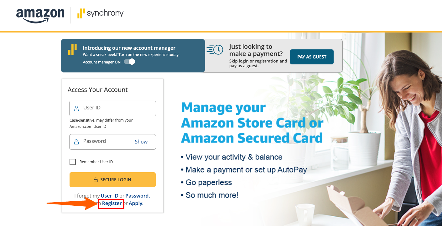 Amazon Synchrony Card Register