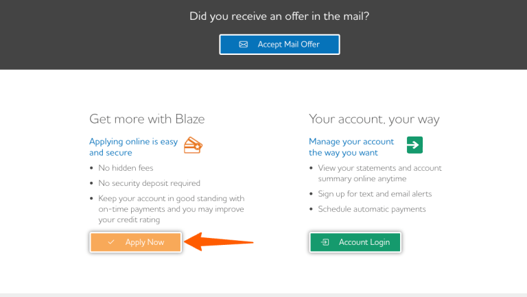 How to Login and Make Blaze Credit Card Payment