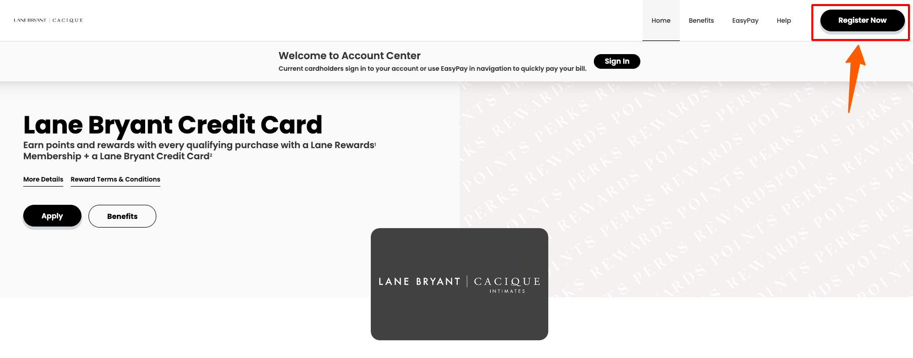 Lane Bryant Credit Card register