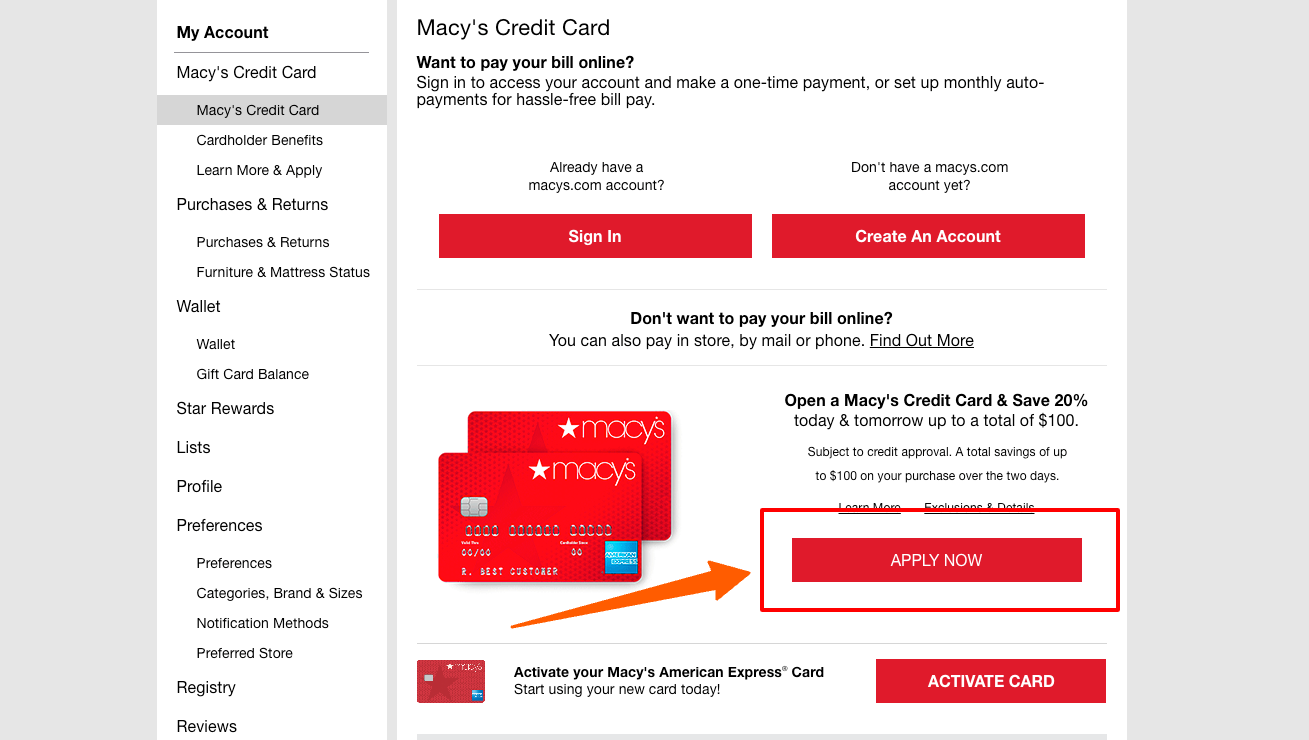 Macy’s Credit Card apply