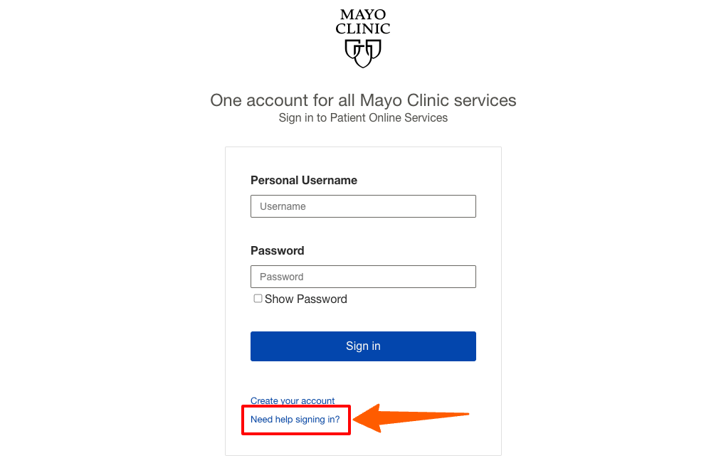 Mayo Clinic forgot password