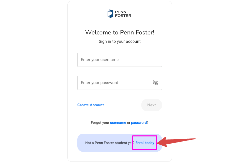 Enrollment for Penn Foster Login account