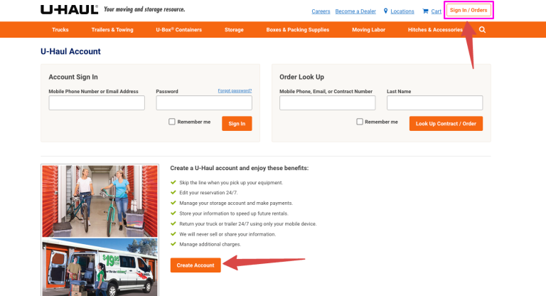 Find and Use U Haul Login at www.uhaul.com