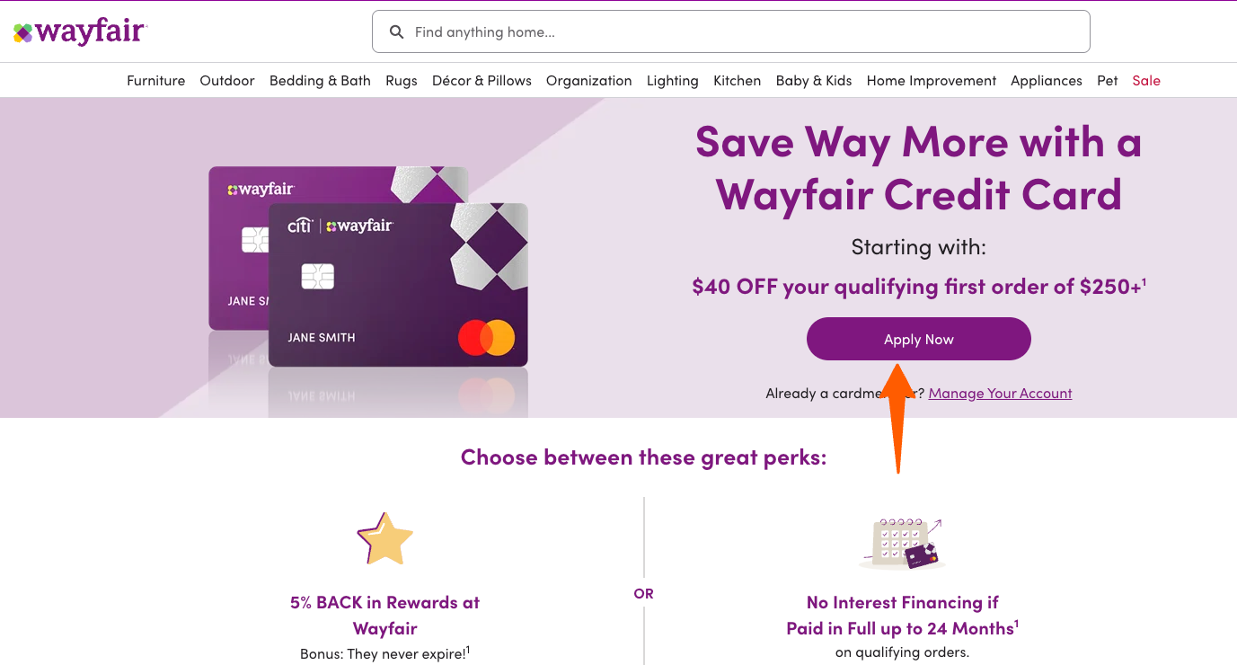 Wayfair Credit Card Apply
