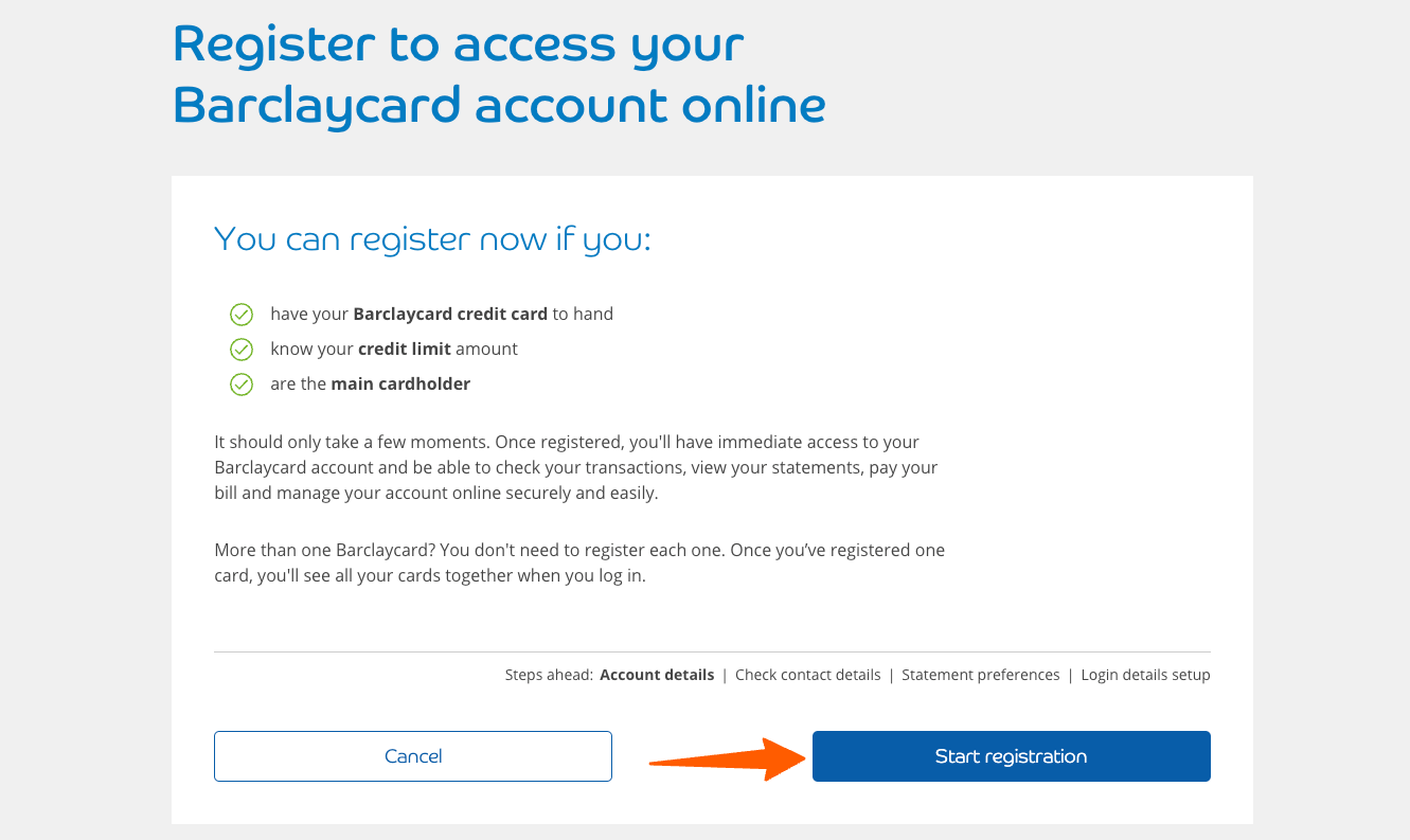 barclaycard credit card registeration