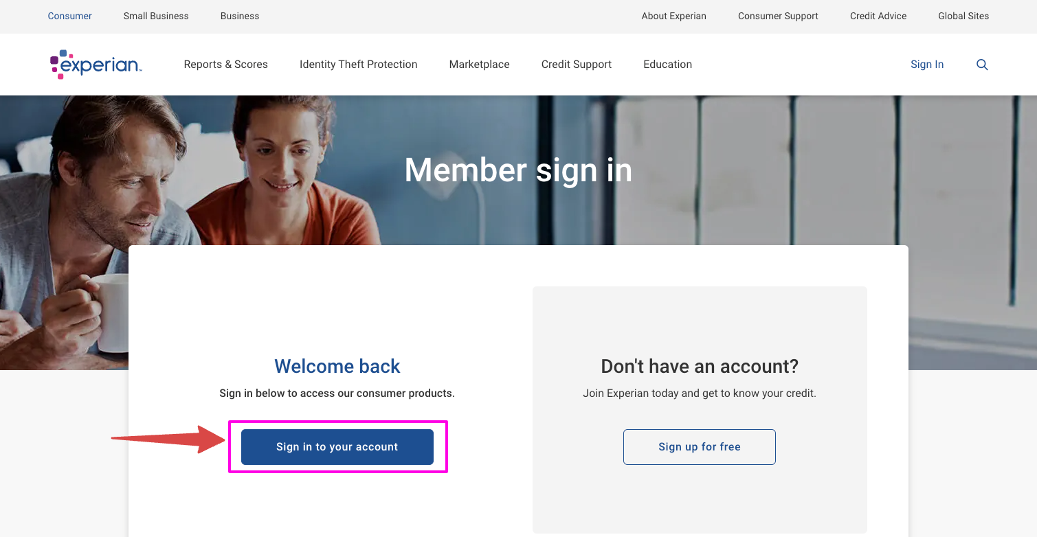 experian login page