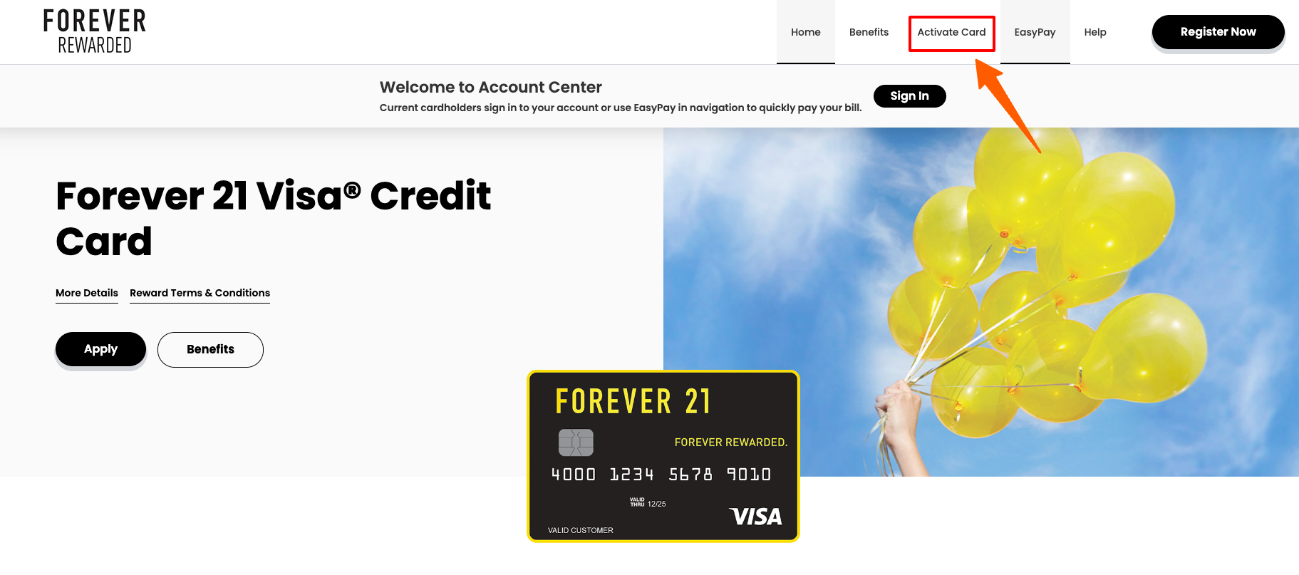 forever21 credit card activate