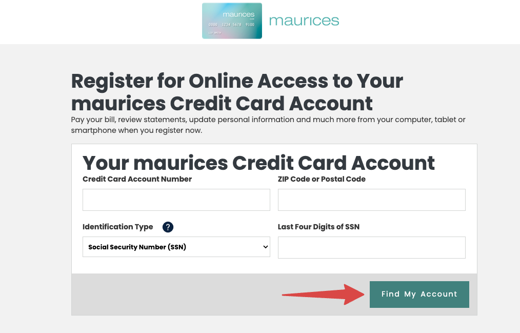 maurices credit card register
