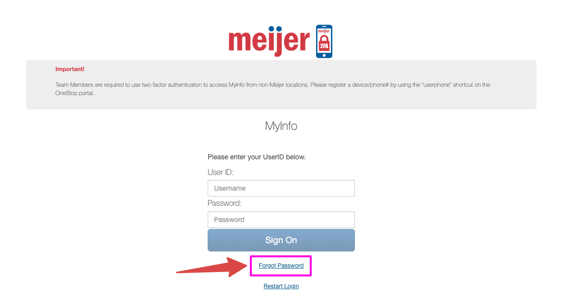 meijer myinfo forgot password page